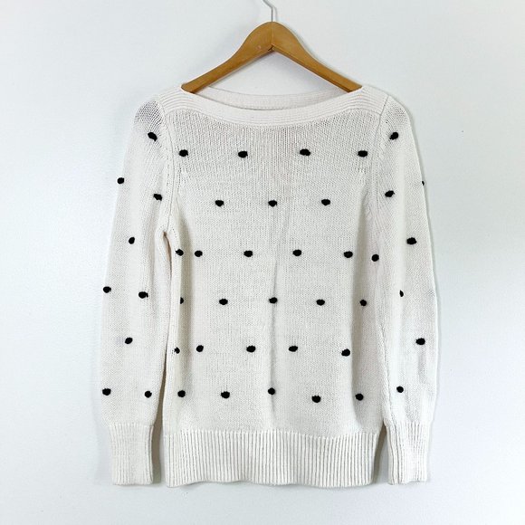 LOFT Sweaters - LOFT Pom Pom Polka Dot Cream Long Sleeve Sweater M